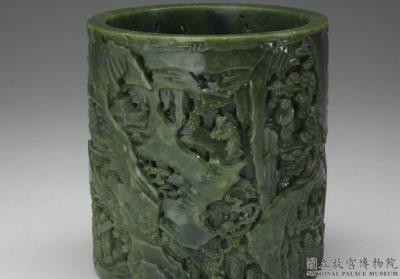 图片[3]-Jade brush holder illustrating the shi-shi cang-shu story, Qing dynasty, Qianlong reign (1736-1795)-China Archive